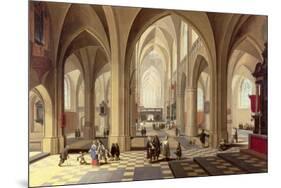 Interior of a Gothic Cathedral with the Priest Saying Mass-Pieter Neeffs the Elder-Mounted Giclee Print