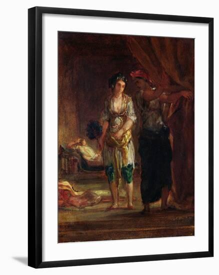 Interior of a Harem in Oran, c.1847-Eugene Delacroix-Framed Premium Giclee Print