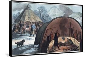 Interior of a Laplander Hut with a Family around the Fire-Stefano Bianchetti-Framed Stretched Canvas