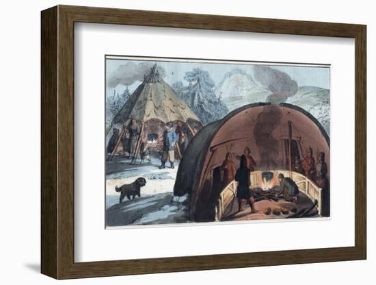 Interior of a Laplander Hut with a Family around the Fire-Stefano Bianchetti-Framed Photographic Print