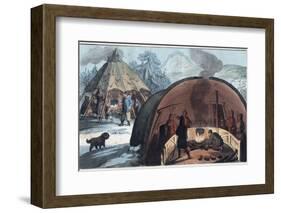 Interior of a Laplander Hut with a Family around the Fire-Stefano Bianchetti-Framed Photographic Print