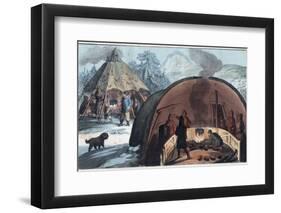 Interior of a Laplander Hut with a Family around the Fire-Stefano Bianchetti-Framed Photographic Print