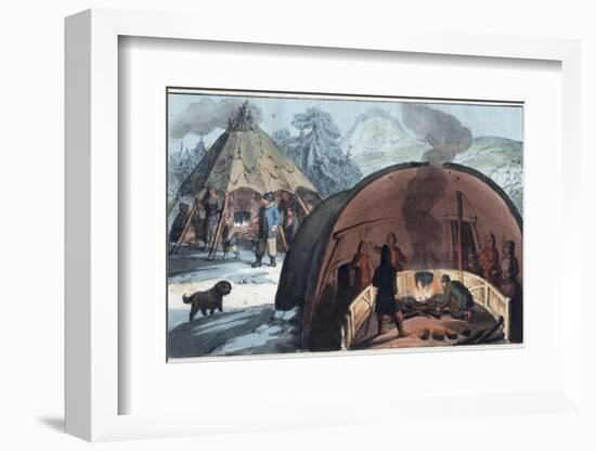 Interior of a Laplander Hut with a Family around the Fire-Stefano Bianchetti-Framed Photographic Print