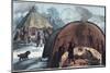 Interior of a Laplander Hut with a Family around the Fire-Stefano Bianchetti-Mounted Photographic Print