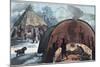 Interior of a Laplander Hut with a Family around the Fire-Stefano Bianchetti-Mounted Photographic Print