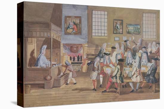 Interior of a London Coffee House, C.1650-1750-null-Stretched Canvas