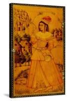 Interior of a Mirror Case Painted with a Stylised European Lady Holding a Wine Cup and Bottle-null-Stretched Canvas