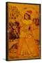 Interior of a Mirror Case Painted with a Stylised European Lady Holding a Wine Cup and Bottle-null-Stretched Canvas