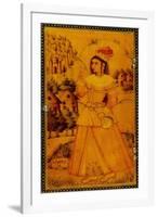 Interior of a Mirror Case Painted with a Stylised European Lady Holding a Wine Cup and Bottle-null-Framed Giclee Print