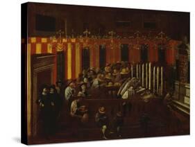 Interior of a North Italian Synagogue During Rosh Ha-Shanah Service-North Italian School-Stretched Canvas