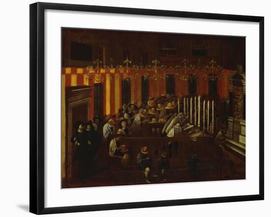 Interior of a North Italian Synagogue During Rosh Ha-Shanah Service-North Italian School-Framed Giclee Print