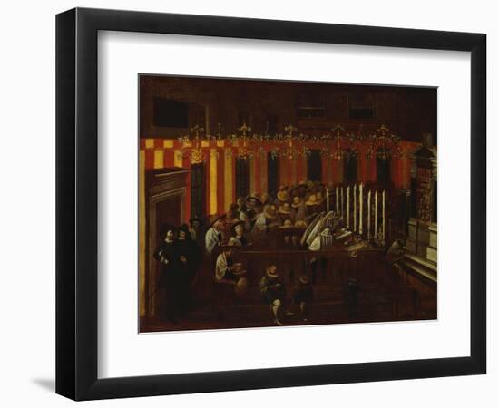 Interior of a North Italian Synagogue During Rosh Ha-Shanah Service-North Italian School-Framed Giclee Print