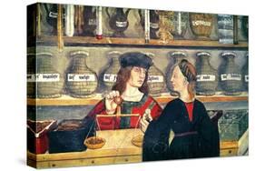 Interior of a Pharmacy, Detail of the Shopkeeper Weighing Produce-null-Stretched Canvas