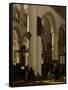 Interior of a Protestant, Gothic Church During a Service-Emanuel de Witte-Framed Stretched Canvas