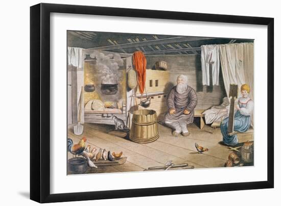 Interior of a Russian Izba, Published in Leipzig, 1820-null-Framed Giclee Print