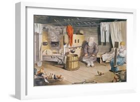 Interior of a Russian Izba, Published in Leipzig, 1820-null-Framed Giclee Print