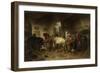 Interior of a Stable with Horses and Figures-Wouter Verschuur-Framed Art Print