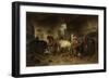 Interior of a Stable with Horses and Figures-Wouter Verschuur-Framed Art Print