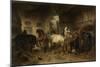 Interior of a Stable with Horses and Figures-Wouter Verschuur-Mounted Art Print