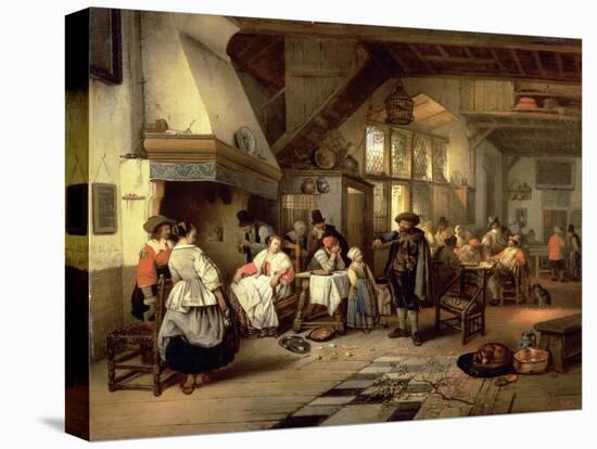 Interior of a Tavern with a Blind Fiddler, 1844-Jan August Hendrik Leys-Stretched Canvas