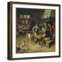 Interior of a Tavern with Farmers Playing Backgammon and Cards. 1679-Cornelis Dusart-Framed Giclee Print