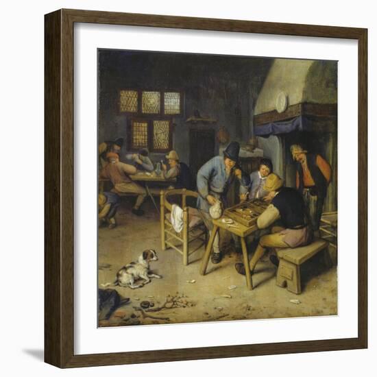 Interior of a Tavern with Farmers Playing Backgammon and Cards. 1679-Cornelis Dusart-Framed Giclee Print