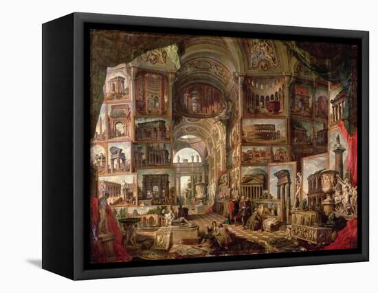 Interior of an Imaginary Picture Gallery-Giovanni Paolo Pannini-Framed Stretched Canvas