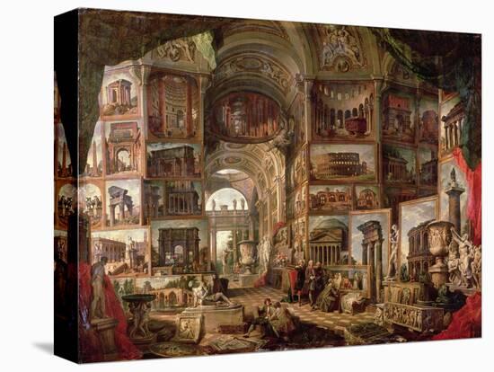 Interior of an Imaginary Picture Gallery-Giovanni Paolo Pannini-Stretched Canvas