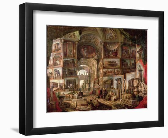 Interior of an Imaginary Picture Gallery-Giovanni Paolo Pannini-Framed Giclee Print