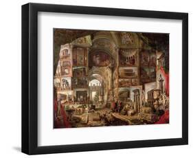 Interior of an Imaginary Picture Gallery-Giovanni Paolo Pannini-Framed Giclee Print