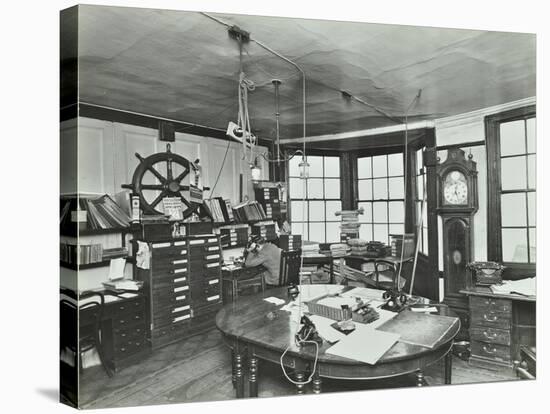 Interior of an Office with a Man on the Telephone, Greenwich, London, November 1936-null-Stretched Canvas