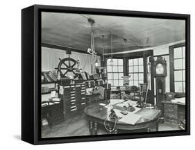 Interior of an Office with a Man on the Telephone, Greenwich, London, November 1936-null-Framed Stretched Canvas