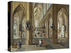 Interior of Antwerp Cathedral, Flemish, 17th Century-Pieter Neeffs the Elder-Stretched Canvas