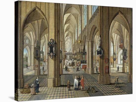 Interior of Antwerp Cathedral, Flemish, 17th Century-Pieter Neeffs the Elder-Stretched Canvas