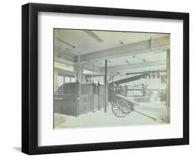 Interior of Appliance Room, Northcote Road Fire Station, Battersea, London, 1906-null-Framed Photographic Print