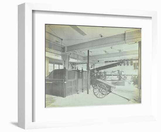 Interior of Appliance Room, Northcote Road Fire Station, Battersea, London, 1906-null-Framed Photographic Print