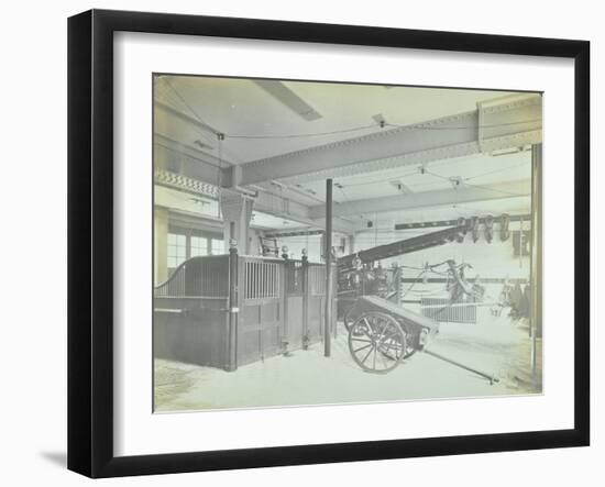 Interior of Appliance Room, Northcote Road Fire Station, Battersea, London, 1906-null-Framed Premium Photographic Print