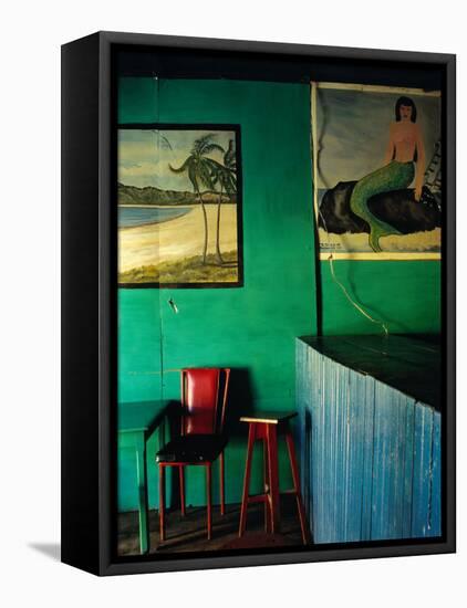 Interior of Bar with Mermaid Mural, Tela, Honduras-Jeffrey Becom-Framed Stretched Canvas