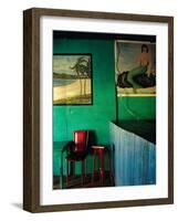 Interior of Bar with Mermaid Mural, Tela, Honduras-Jeffrey Becom-Framed Photographic Print