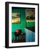 Interior of Bar with Mermaid Mural, Tela, Honduras-Jeffrey Becom-Framed Photographic Print