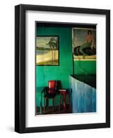 Interior of Bar with Mermaid Mural, Tela, Honduras-Jeffrey Becom-Framed Photographic Print