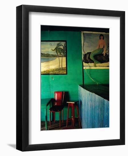 Interior of Bar with Mermaid Mural, Tela, Honduras-Jeffrey Becom-Framed Photographic Print