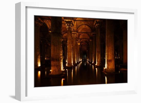 Interior of Basilica Cistern, Sultanahmet, Istanbul, Turkey-Ben Pipe-Framed Photographic Print