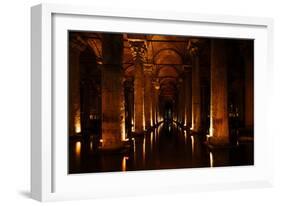 Interior of Basilica Cistern, Sultanahmet, Istanbul, Turkey-Ben Pipe-Framed Photographic Print