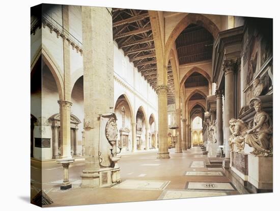 Interior of Basilica of Santa Croce, Florence, Work Believed to Be-Arnolfo di Cambio-Stretched Canvas