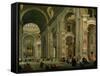 Interior of Basilica of St Peters, Rome-Giovanni Paolo Pannini-Framed Stretched Canvas