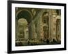 Interior of Basilica of St Peters, Rome-Giovanni Paolo Pannini-Framed Giclee Print