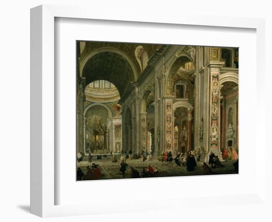 Interior of Basilica of St Peters, Rome-Giovanni Paolo Pannini-Framed Giclee Print