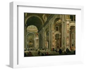 Interior of Basilica of St Peters, Rome-Giovanni Paolo Pannini-Framed Giclee Print