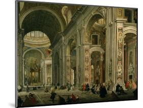 Interior of Basilica of St Peters, Rome-Giovanni Paolo Pannini-Mounted Giclee Print